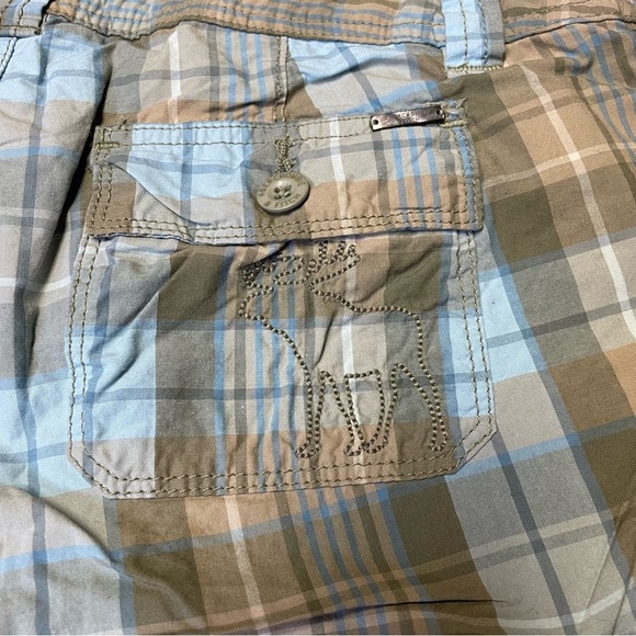 CLEARANCE Vintage Y2K Abercrombie Fitch Womens 0 Tan Blue Plaid Bermuda Shorts - Picture 6 of 8